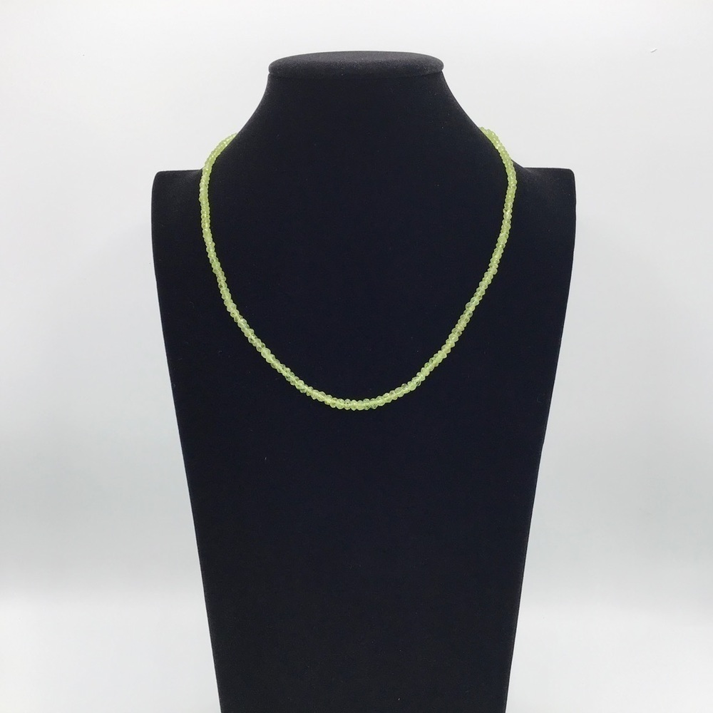 JTV Necklace 9” Natural Peridot Manchurian Single Strand Faceted Beads Green